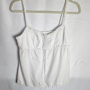 Y2K American Eagle Outfitters White Empire Waist W/ Beads Tank Size 4
